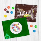 24Pk Thanks For All You Do Custom Candy Bags With Chocolate Minis - Green