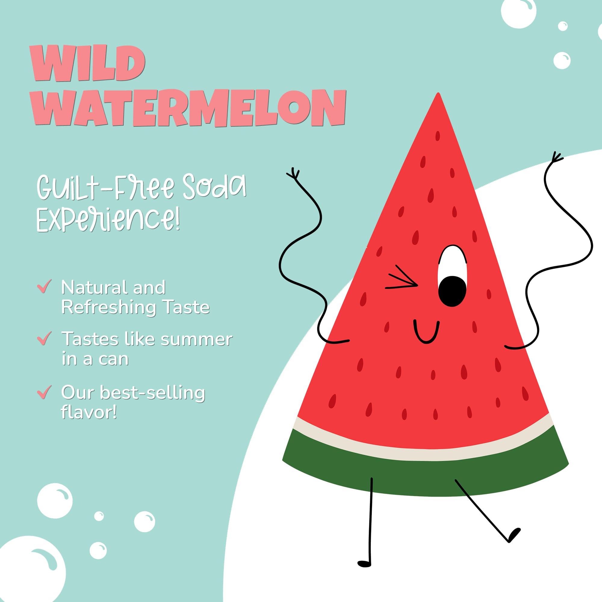 Clean Kids Soda - Wild Watermelon | Healthy Soda Drink | Caffeine-Free, No Artificial Dyes or Preservatives, No High-Fructose Corn Syrup, Non-GMO