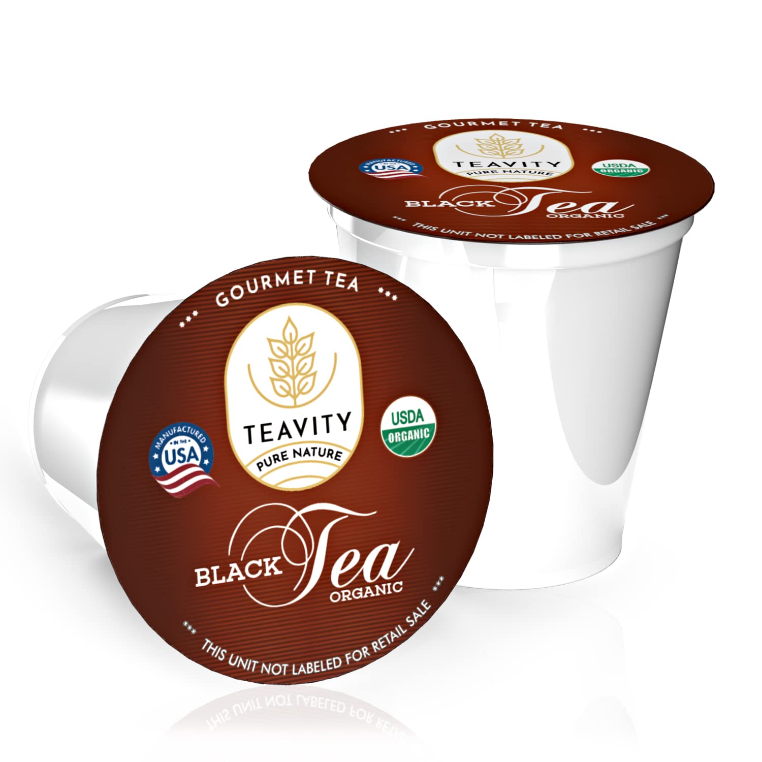 Teavity Organic Black Tea Pods - 12 Unsweetened Tea Pods for Keurig Kcup Brewers - Naturally Caffeinated, Hand-Picked from Sri Lanka, Sturdy