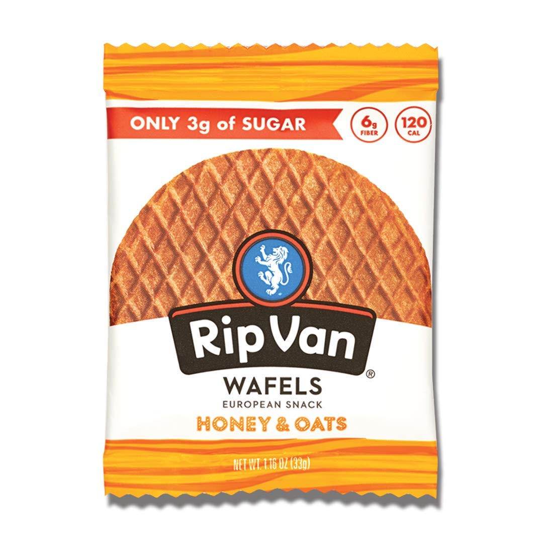Rip Van Wafels Honey & Oats Stroopwafels - Healthy Snacks - Non GMO Snack - Keto Friendly - Office Snacks - Low Sugar (3g) - Low Calorie Snack - 48