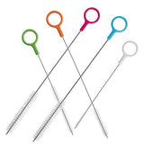 ZRHR Heavy Duty Straw Cleaner Brush Set of 5, Reusable Cleaner Brush with Metal and Plastic, Extra Long Straw Brush for Stanley Cup Tumbler Glass