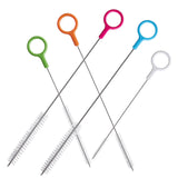 ZRHR Heavy Duty Straw Cleaner Brush Set of 5, Reusable Cleaner Brush with Metal and Plastic, Extra Long Straw Brush for Stanley Cup Tumbler Glass