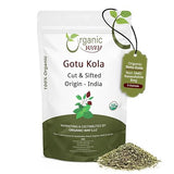 Organic Way Dried Gotu Kola Cut & Sifted (Centella asiatica) - Kosher & USDA Certified | Vegan, Non-GMO & Gluten Free | Tested for Heavy Metal