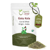 Organic Way Dried Gotu Kola Cut & Sifted (Centella asiatica) - Kosher & USDA Certified | Vegan, Non-GMO & Gluten Free | Tested for Heavy Metal