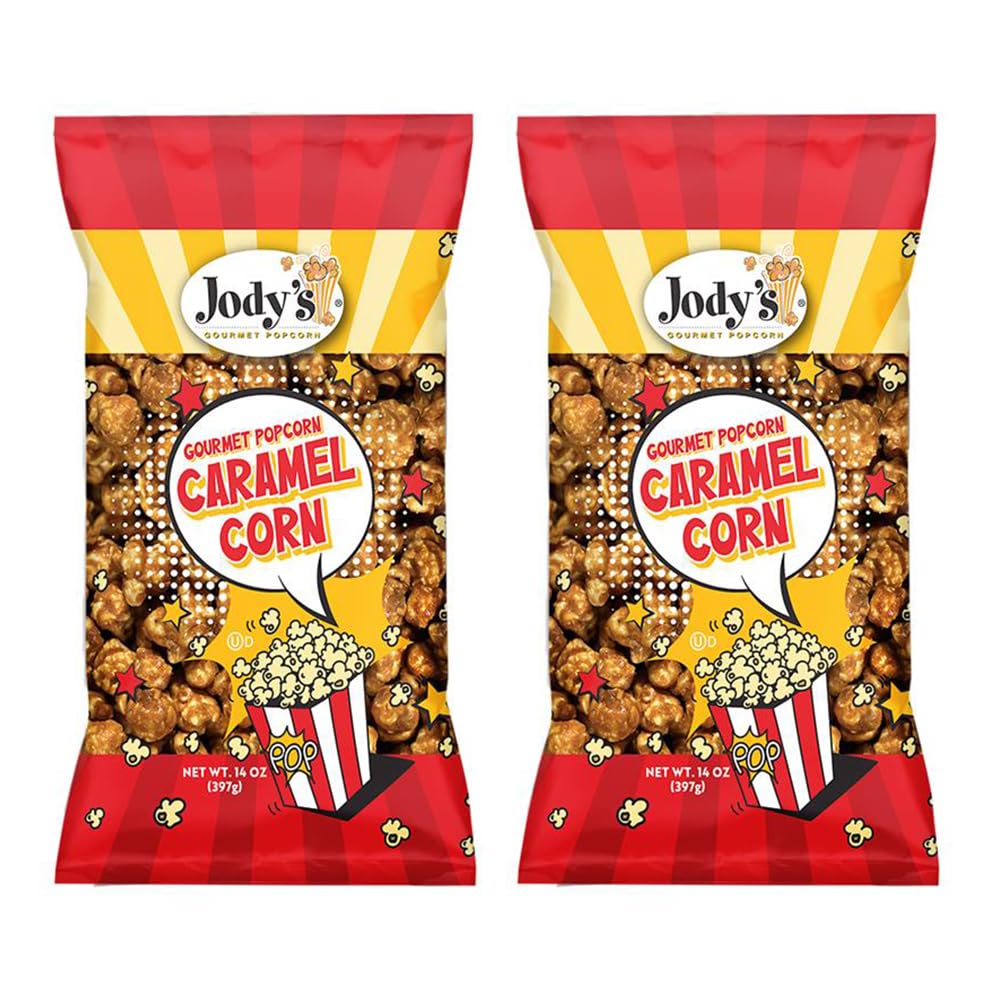 Jody’s Caramel Corn x2 Popcorn - 2 Pack Bundle of 14oz Bags - Handcrafted Gourmet Snack - Buttery Sweet Caramel Glaze - Non-GMO Kernels - Small Batch