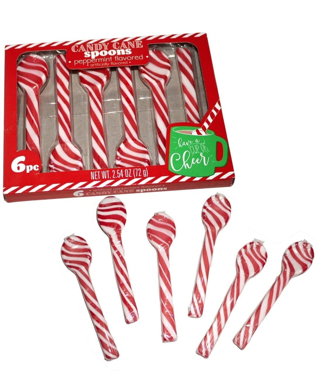 Holiday Treats Christmas Sweet Vanilla Marshmallows | Peppermint Flavored Candy Cane Spoons Milk Chocolate Stirring