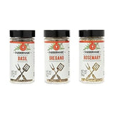 Farberware Pizza Spice Blend Set (Basil, Oregano, Rosemary) In Glass Jars With Removable Sifter Caps For Sprinkling