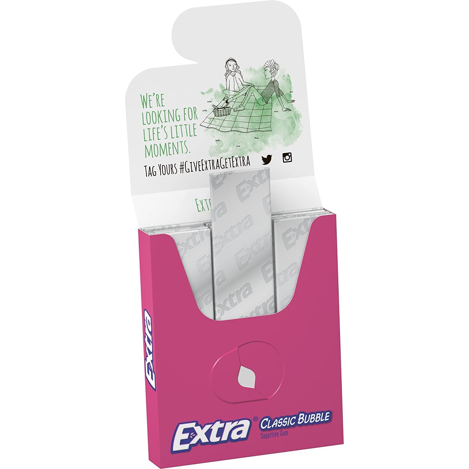 Extra Sugar Free Gum, Classic Bubble, 15 Stick Slim Packs (Pack of 20)
