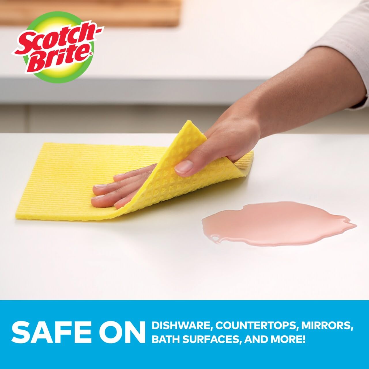 Scotch-Brite Sponge Cloths, Reusable Dish Towel that Absorbs Like a Sponge, Dishwasher-Safe Wipes that are Ideal for Nonstick Cookware, Tile