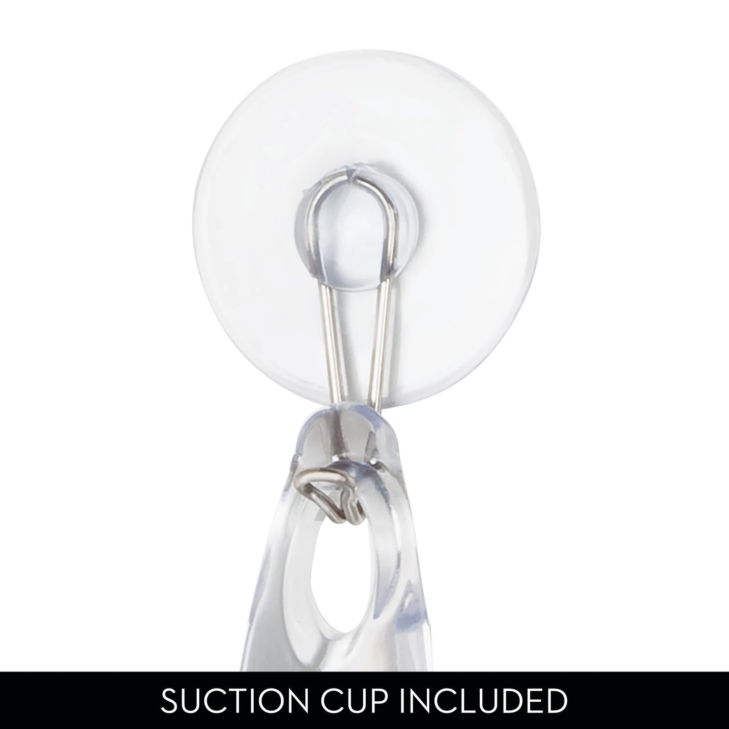 iDesign Plastic Bath Squeegee for Glass with Suction Hook Holder - 12", Clear