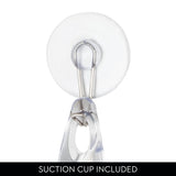 iDesign Plastic Bath Squeegee for Glass with Suction Hook Holder - 12", Clear
