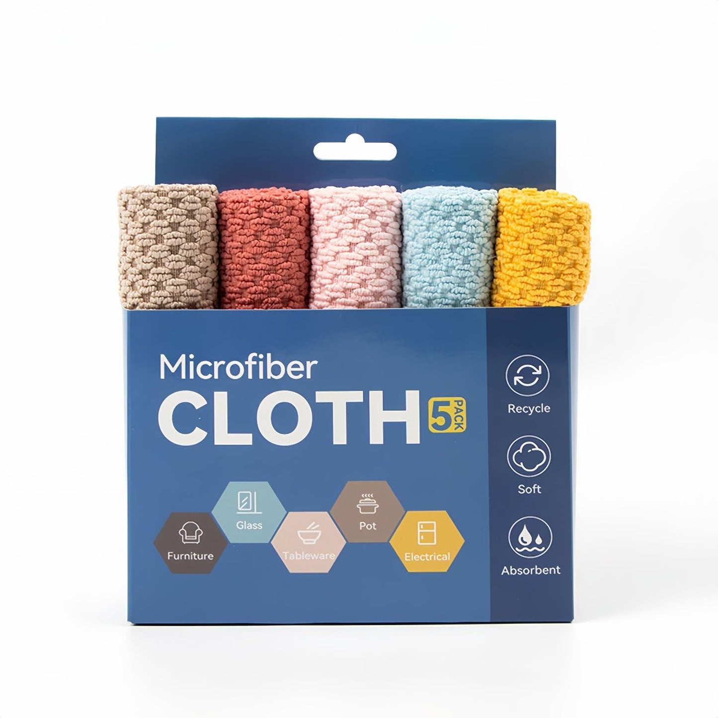 COKOEYSDR Microfiber Cleaning Cloths 5 Pack 12 x 12 Inches, Reusable and Washable, Ultra Soft Absorbent Quick Drying Dish Towels, Cleaning Towels