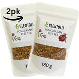 Blentolia Pomegranate Peel Tea - 100% Natural Dried Pomegranate Rind - Antioxidant-Rich Herbal Tea - Loose Leaf, 2 Packs of 180g Resealable Pouch