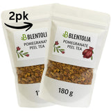 Blentolia Pomegranate Peel Tea - 100% Natural Dried Pomegranate Rind - Antioxidant-Rich Herbal Tea - Loose Leaf, 2 Packs of 180g Resealable Pouch