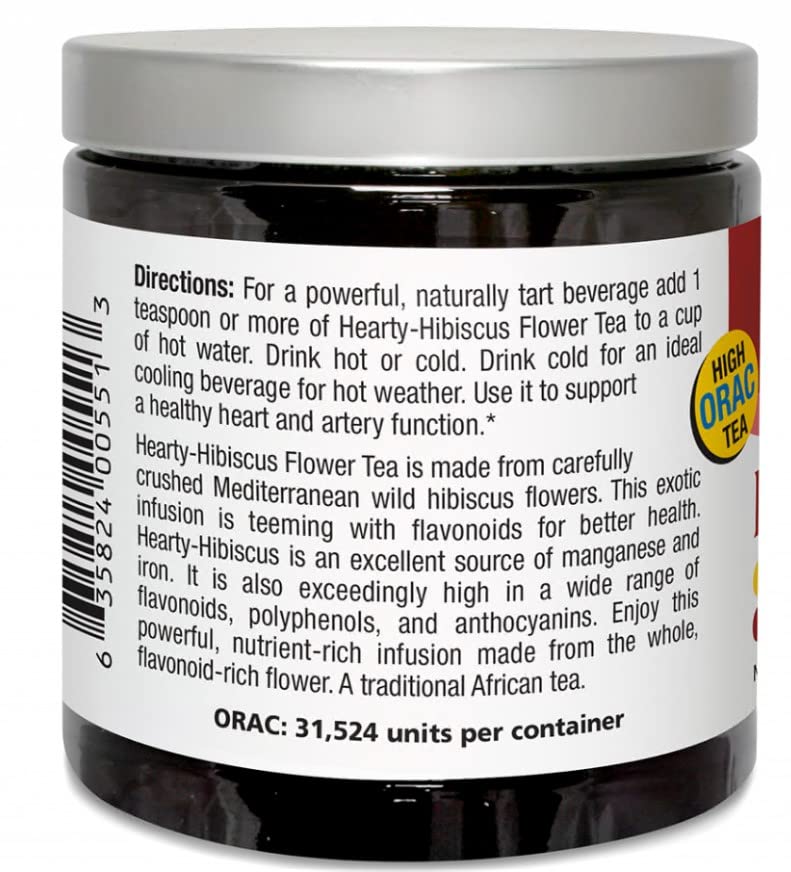 NORTH AMERICAN HERB & SPICE Hearty-Hibiscus Tea - 5 oz. - Traditional African Tea - Healthy Heart & Artery Support - High in Flavonoids, Polyphenols