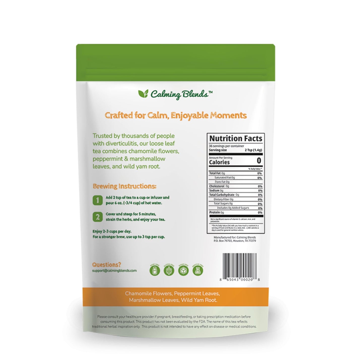 CALMING BLENDS Diverticulitis Tea | All Natural, Caffeine Free, Digestive Health | 2 Pack