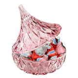 MASHBOX Kisses VALENTINE'S DAY - 1 Pounds Kisses with Blush/Pink Crystal Kiss Candy Dish - Individually Wrapped Kisses Milk Chocolate - Best Gift Idea