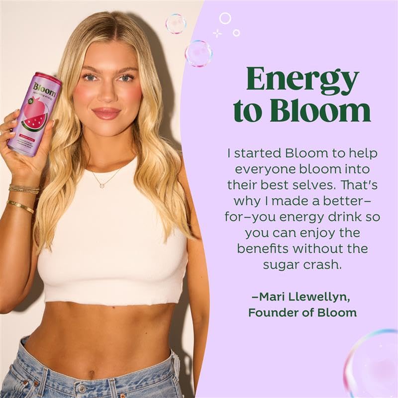 Bloom Nutrition Sparkling Energy Drink - Apple Crisp / Glacier Crush Variety Pack - Natural Caffeine, Zero Sugar, 180mg Caffeine - Antioxidant-Rich