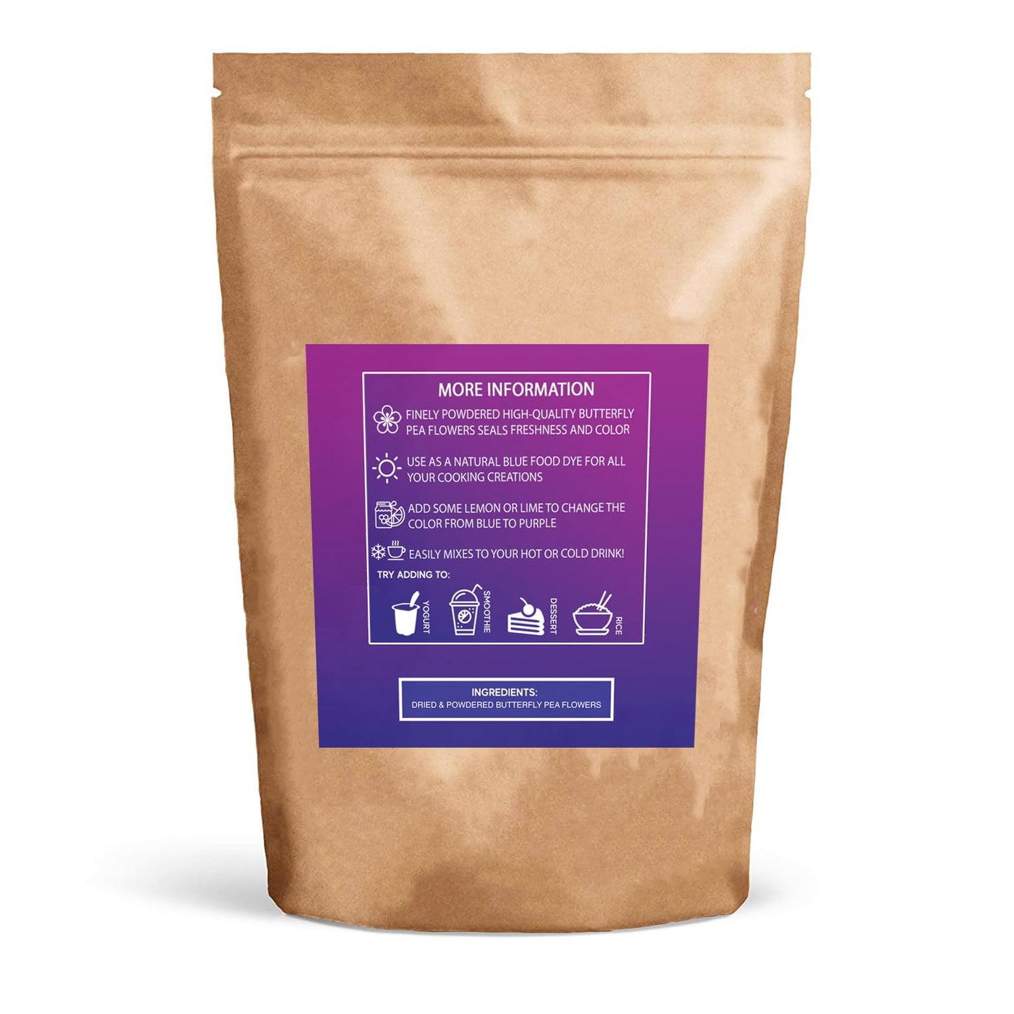 Sou Zen - 100% Blue Butterfly Pea Powder 4.5oz (127g) Culinary Grade | Premium Quality | Naturally Organic Superfood, Raw | Mix with Beverages