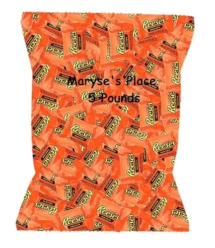 Maryse 's Place Milk Chocolate Easter ReecesPeanut Butter Cups Snack Size Candy, Halloween Candy 5Lb-Individually Wrapped Miniature Size