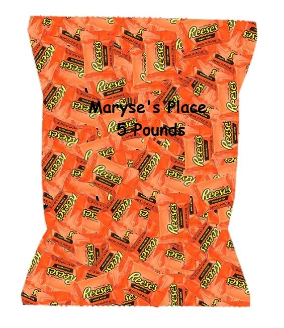 Maryse 's Place Milk Chocolate Easter ReecesPeanut Butter Cups Snack Size Candy, Halloween Candy 5Lb-Individually Wrapped Miniature Size
