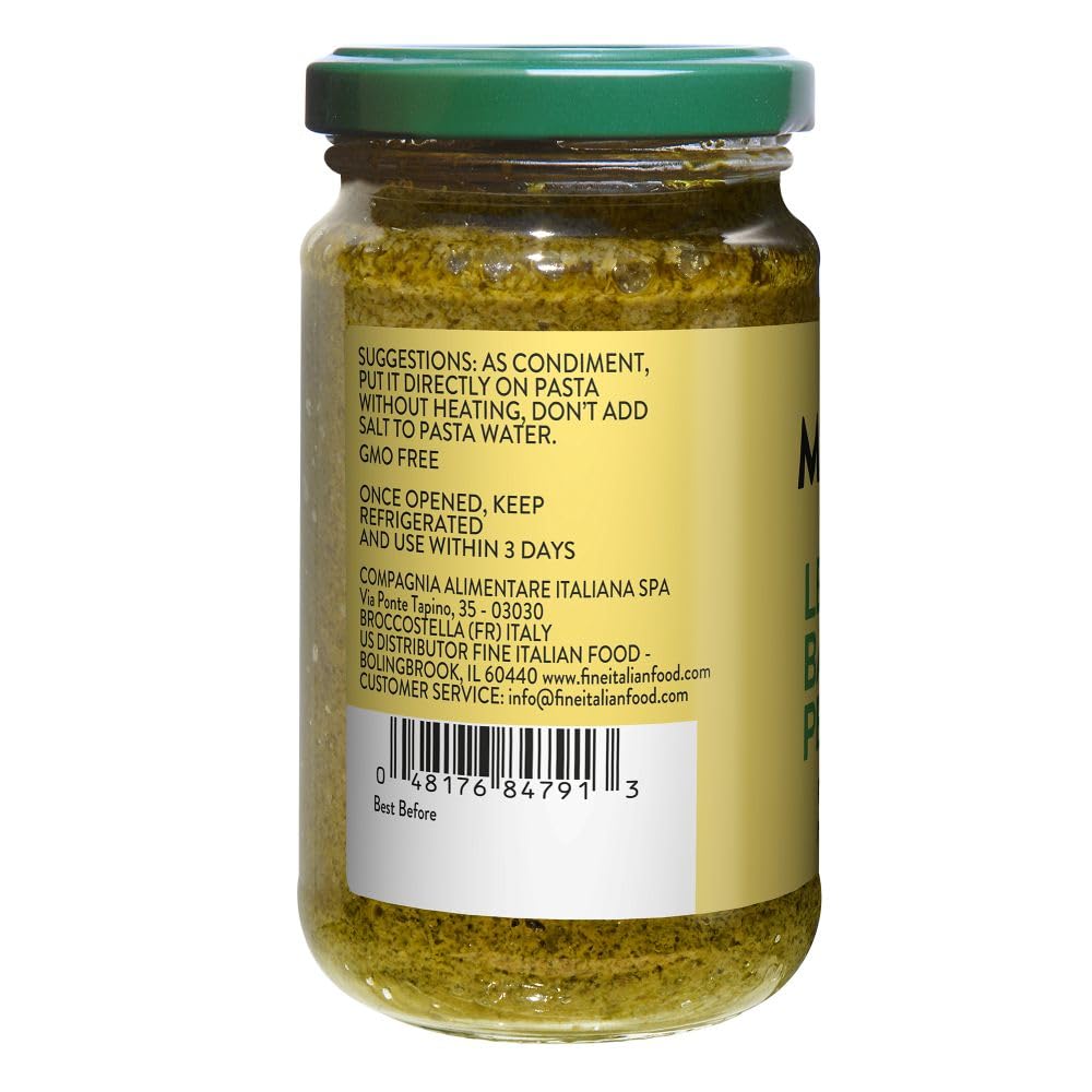 Mantova Lemon Basil Pesto, 6.7 oz (Pack of 1), combines fresh basil pesto with lemon ziest for extra flavor Ideal for heart-healthy recipes, this