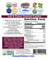Organic Bread of Heaven ~ Soft & Chewy Oatmeal Cookies 2 pkgs of 9 ~ USDA Organic