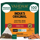 VAHDAM, India's Original Masala Chai Tea Bags (100 Count) No Added Flavoring | Blended w/Exotic Spices | Whole Leaf Tea Bags | Resealable Ziplock