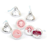 Big Dot of Happiness First Communion Pink Elegant Cross - Girl Religious Party Round Candy Sticker Favors - Labels Fit Chocolate Candy (1 Sheet