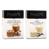 PROTIFIT - High Protein Caramel Caffe Latte & Vanilla Pudding & Shake Mix 2 Pack, 15g Protein, Low Calorie, Low Fat, Low Carb, Aspartame Free, Idea