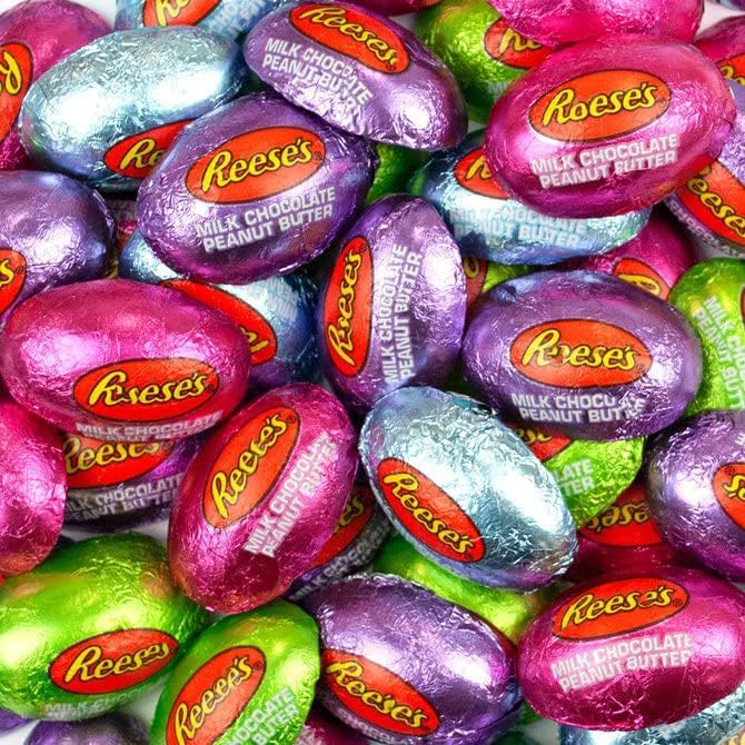 Resse's Peanut Butter Easter Half-Eggs - 2 lb Bulk Milk Chocolate Gift Bag - Individually Wrapped Festive Candy - Creamy Peanut Butter Filled