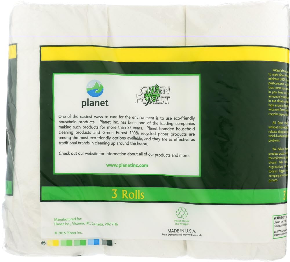 Green Forest Paper Towels, Size Your Own, White, Regular Roll - Regular Roll - 6 pk