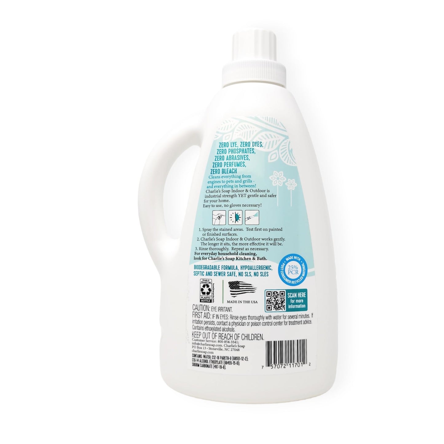 Charlie's Soap Indoor & Outdoor Surface Cleaner Refill (75 Fl. Oz.) Biodegradable Natural Outdoor Cleaning Spray - Safe for Indoor Use (1 Pack)