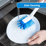 2 Pack Long Handle Kitchen Cleaning Brush with Built-in Scraper, Hard Bristle Dish Scrubber for Pots, Pans, Non-Stick Cookware, Sinks, Countertops