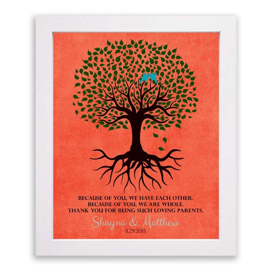 Lucky Tusk Thank You Gift For Parents Personalized Family Tree Roots Because Of You We Have Each Other Mother of Groom Bride Family #LT-1111,
