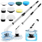 WDFAACK Electric Spin Scrubber,Cordless Spin Scrubber for Cleaning with 8 Replaceable Brush Heads,Shower Scrubber with Adjustable Detachable Handle