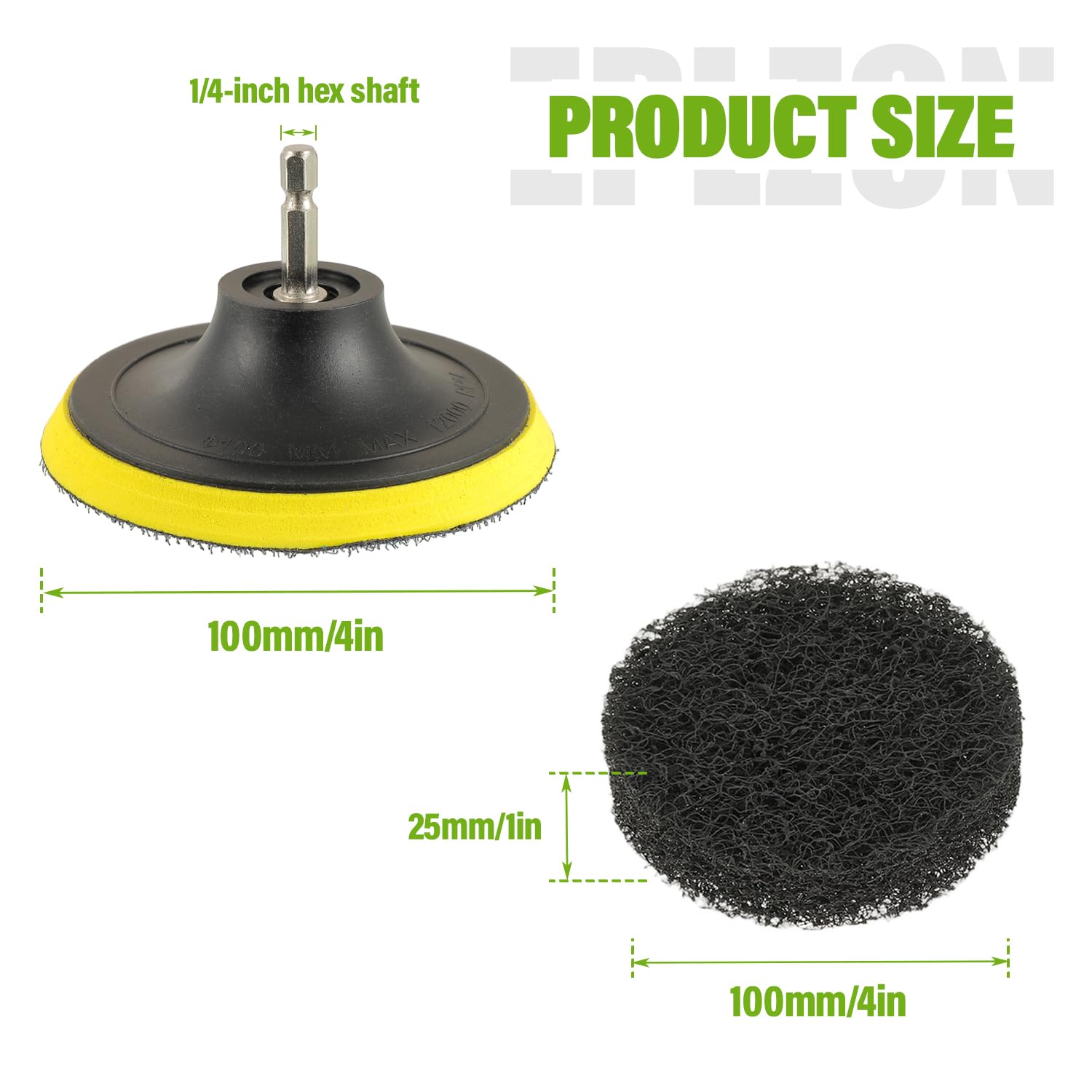 EPLZON 4 Inch Drill Brush Scrub Pads Cleaning Kit, 5X Faster Cleaning, Reusable Double Sided Scrub Pad for Bathroom Shower Tub Tile Grout Kitchen