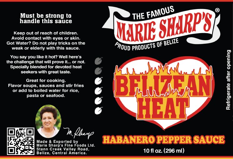 Marie Sharp’s Belizean Heat Habanero Pepper Sauce, 10 oz | Extra Hot Gourmet Hot Sauce from Belize | All-Natural, No Artificial Preservatives | Bold