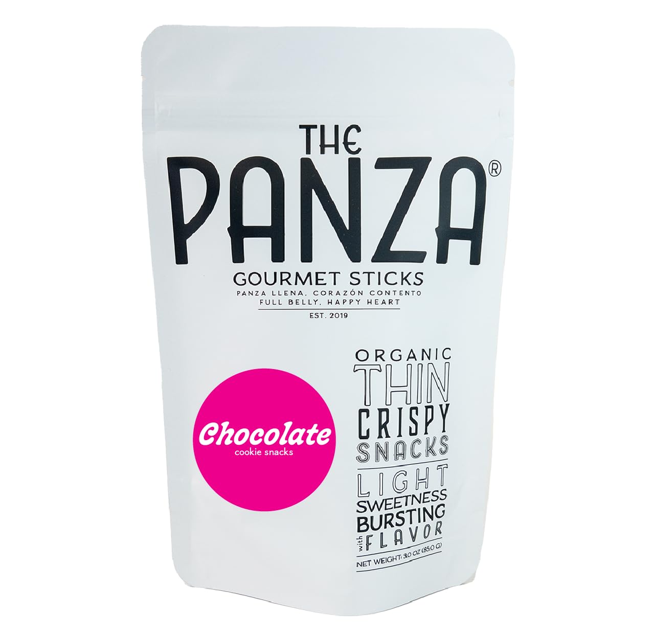 The Panza Chocolate Gourmet Cookie Snack Thin & Crispy | Organic, Non-GMO, 100% Natural Ingredients | Signature Pouch 3.0 oz