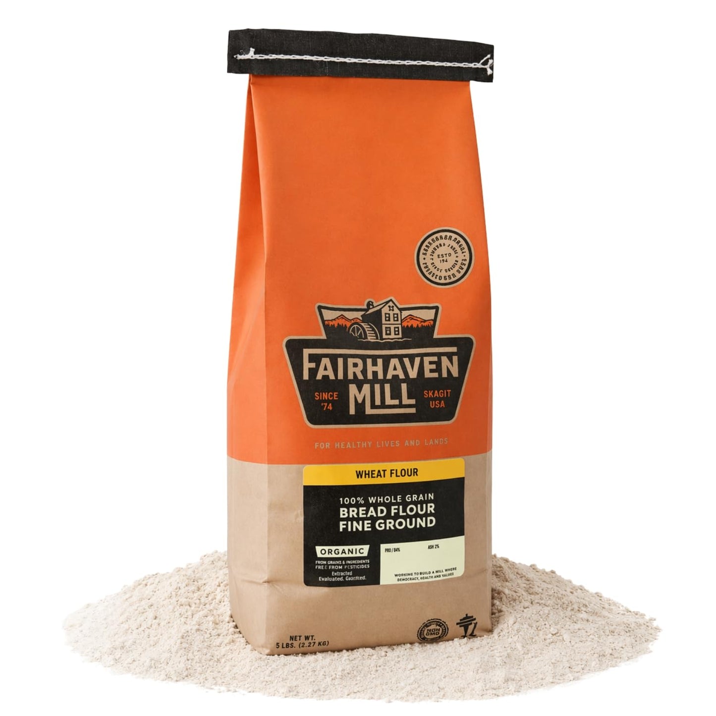 Fairhaven Mill Fine Ground Whole Wheat Bread Flour - USDA Organic Certified and 100% Whole Grain - Superior Gluten Strength for Artisan Breads, Rolls