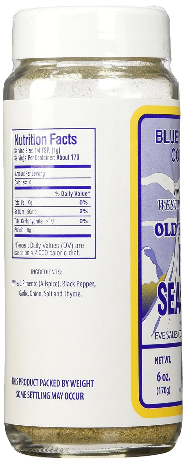 Blue Mountain Country Jamaican Fish Seasoning, 6 Oz - Authentic Caribbean Seafood Spice Blend for Fish, Shrimp, Salmon, Tilapia, Frying, Grilling