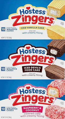 Hostess Zingers Variety - Chocolate, Vanilla, Raspberry - 3 Boxes