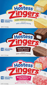 Hostess Zingers Variety - Chocolate, Vanilla, Raspberry - 3 Boxes