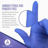 Dynarex DynaPlus Nitrile Exam Gloves, Small, 200-Count, Blue, Powder-Free, Latex Free, Textured Fingertips and 3mm Thickness