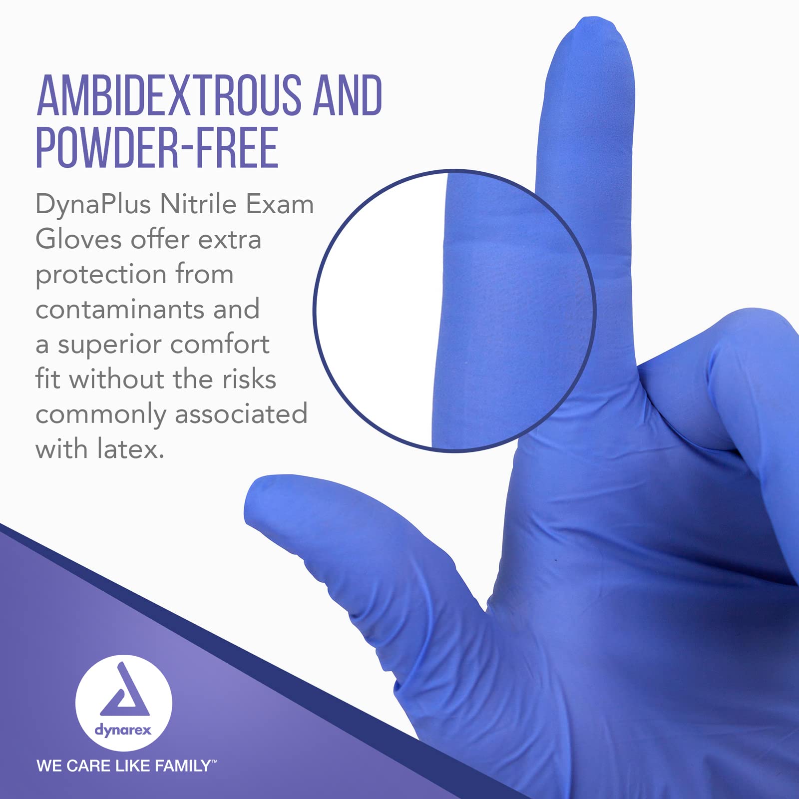 Dynarex DynaPlus Nitrile Exam Gloves, Small, 200-Count, Blue, Powder-Free, Latex Free, Textured Fingertips and 3mm Thickness