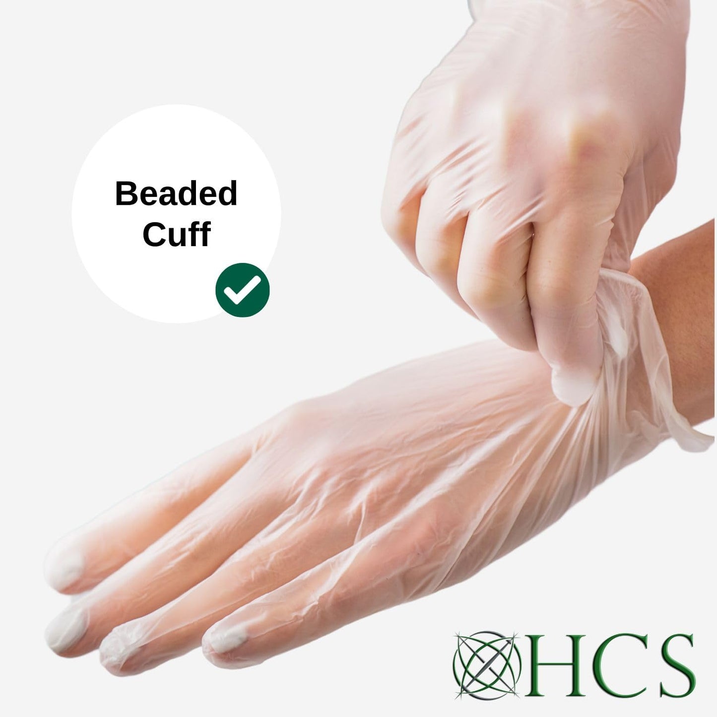 HCS Clear Vinyl Gloves - Medium Gloves Disposable, Latex-Free, Powder-Free - Vinyl Disposable Glove, Cooking, Food Prep, Cleaning - Medical Exam