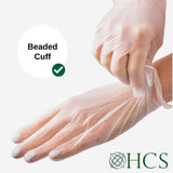 HCS Clear Vinyl Gloves - Medium Gloves Disposable, Latex-Free, Powder-Free - Vinyl Disposable Glove, Cooking, Food Prep, Cleaning - Medical Exam