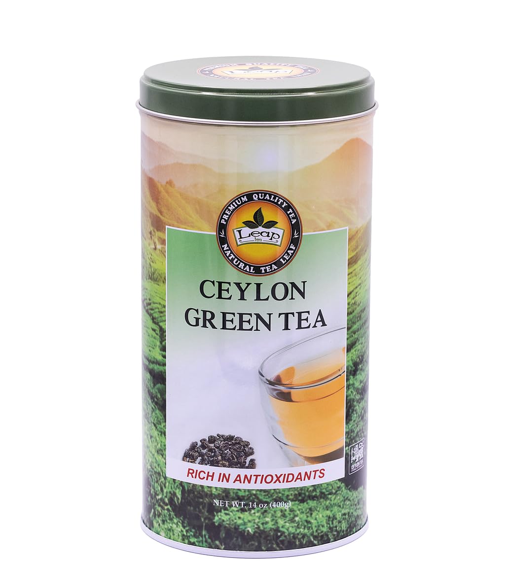Leap Ceylon Green Tea Loose Leaf - Pure Sri Lankan Whole Leaf Green Tea from Ceylon 14 oz (400g) Premium Loose Leaf, Rich in Antioxidants