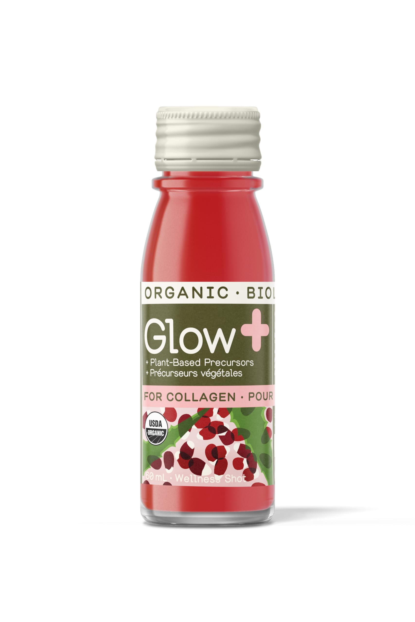 Greenhouse Juice Organic Glow Wellness Shots 12-Count 60ml Glass Bottles, Sweet + Tart Pomegranate + Apple Flavor, Vegan & Gluten-Free