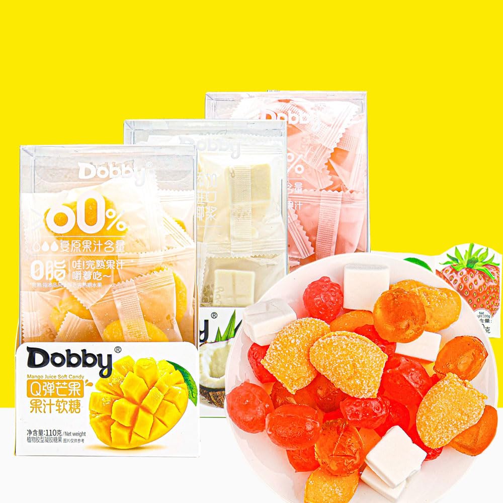 Fruit Gummies Candy, 60% Juice Content, 110g, 3 Pack (Mango * 3 boxes)